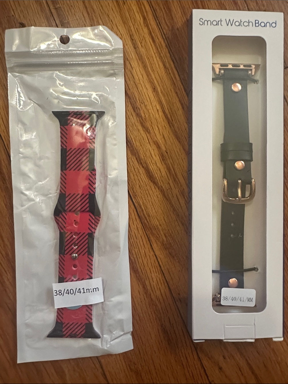 Red Plaid Silicone & Back Leather-Like Smart Watch Bands